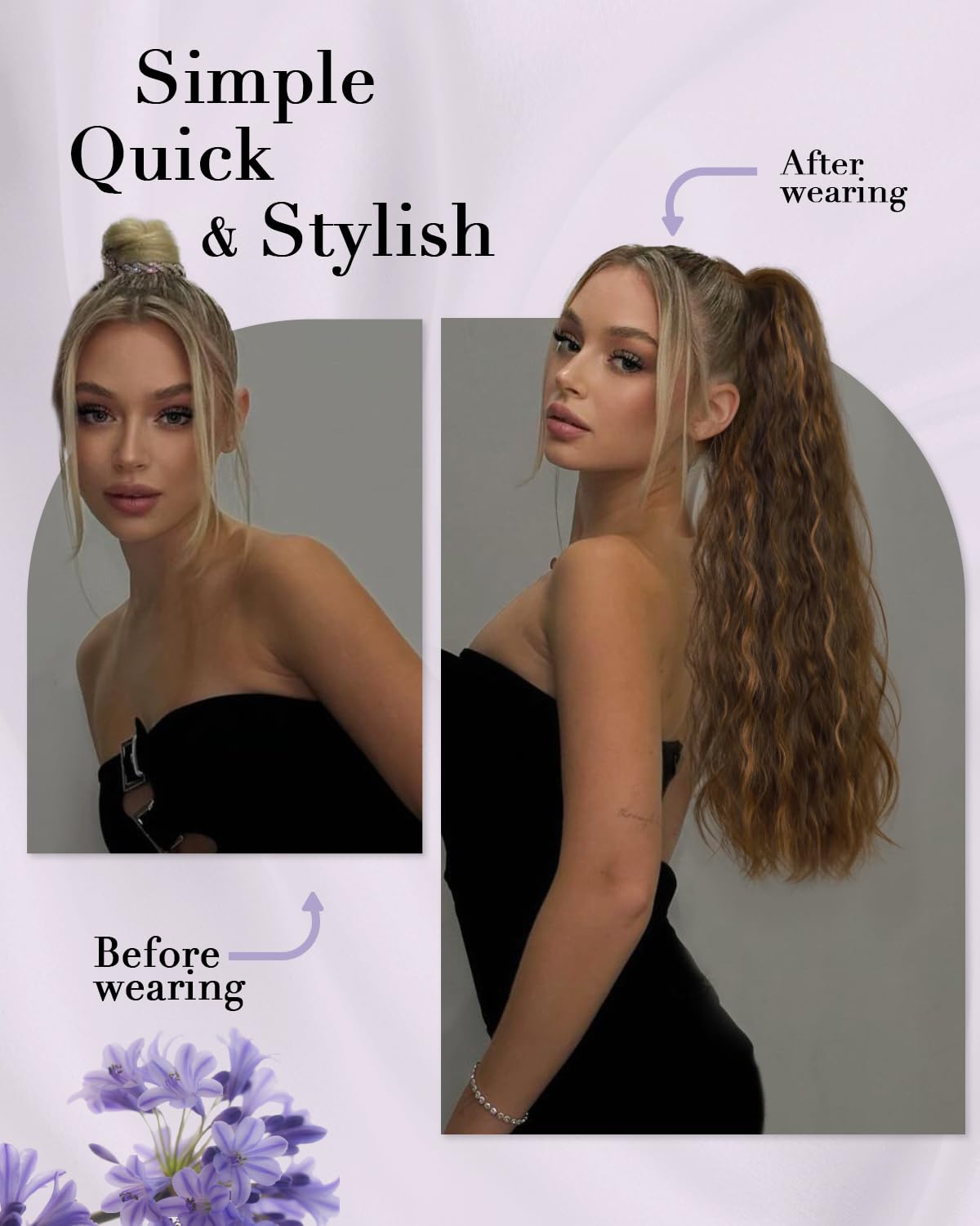 InspiritStyle Ponytail Extension for Black Women Synyhetic Drawstring Ponytail Hair Extensions Long Curly Clip in Ponytail for Daily Party Use