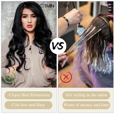 LKQee Long Hair Extensions for Women 4PCS Wavy Synthetic Hair Clips Hair Extensions Thick Hairpieces for Women Girls (20INCH)