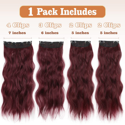 stephaastyle Hair Extensions 4PCS Thick Clip in Hair Extensions for Women - 20 Inch Synthetic Long Wavy Hairpieces for Daily Party Use