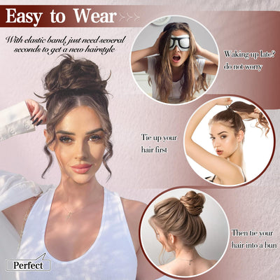 stephaastyle Messy Bun Hair Piece Tousled Updo Hairpiece for Women Wavy Curly Scrunchies Clip in Claw Hair Bun Synthetic Chignon Claw Clip With Hair Attached