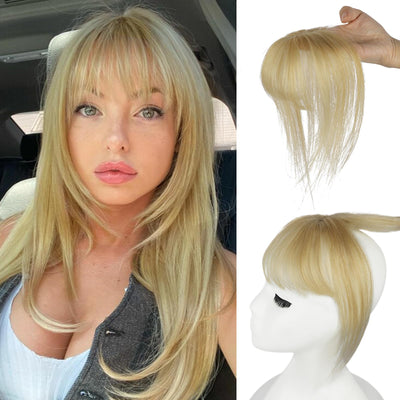 SoftCloudsWig Clip in Bangs 100% Real Human Hair Wipsy Fack Bangs Hair Clip With Topper Lace Bangs,360°Cover Natural Black Clip on Bangs for Women Hairpieces Curved Bangs for Daily Wear