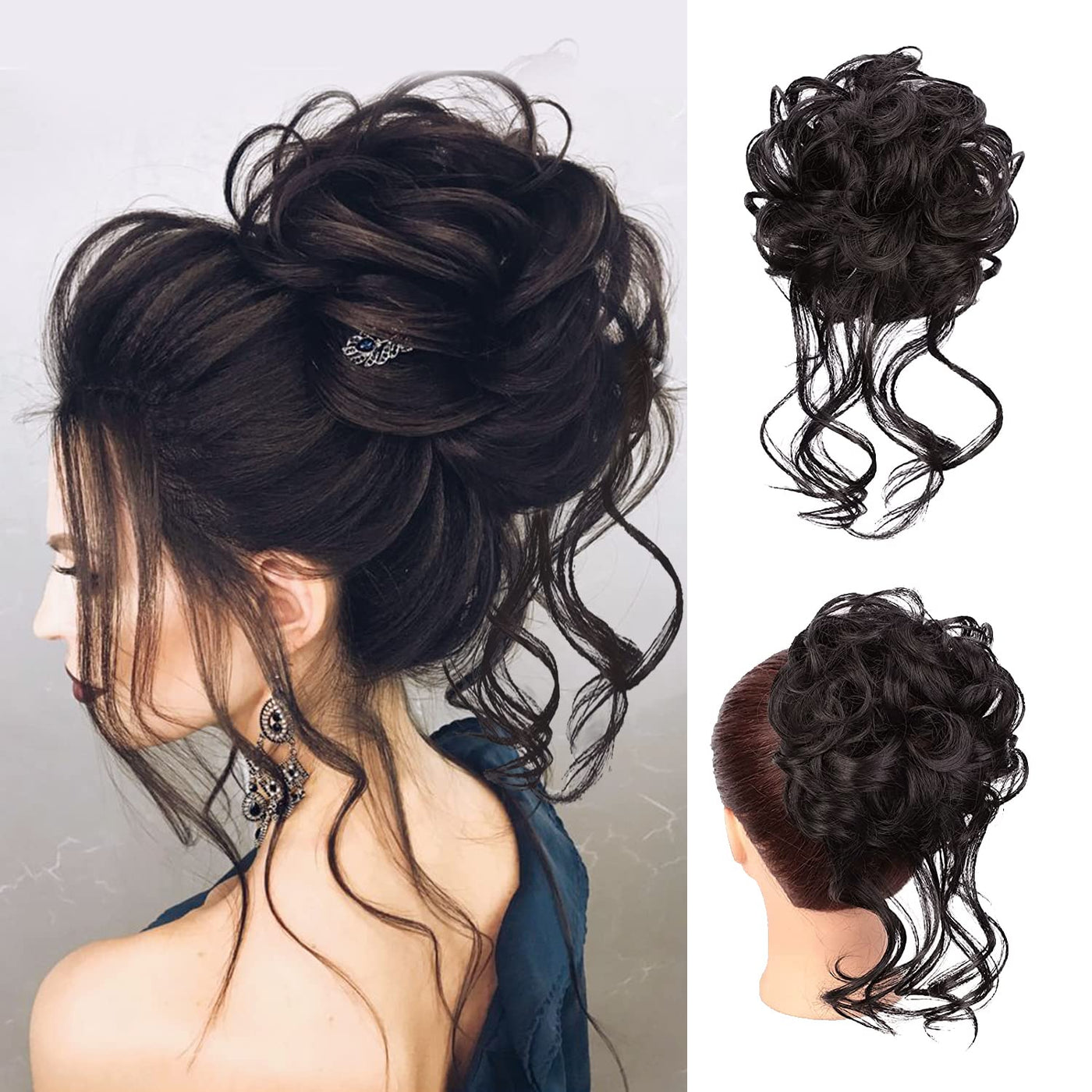 InspiritStyle Messy Bun Hair Piece Scrunchie Extension Tousled Updo Hair Bun Ponytail Hair Hairpieces Synthetic Chignon for Women