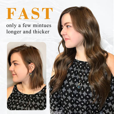 MysticPath Ash Brown Invisible Wire Thick Hair Extension with 4 Secure Clips Long Wavy Hairpiece with Transparent Adjustable Headband 20 Inches Synthetic Fiber for Daily Wear