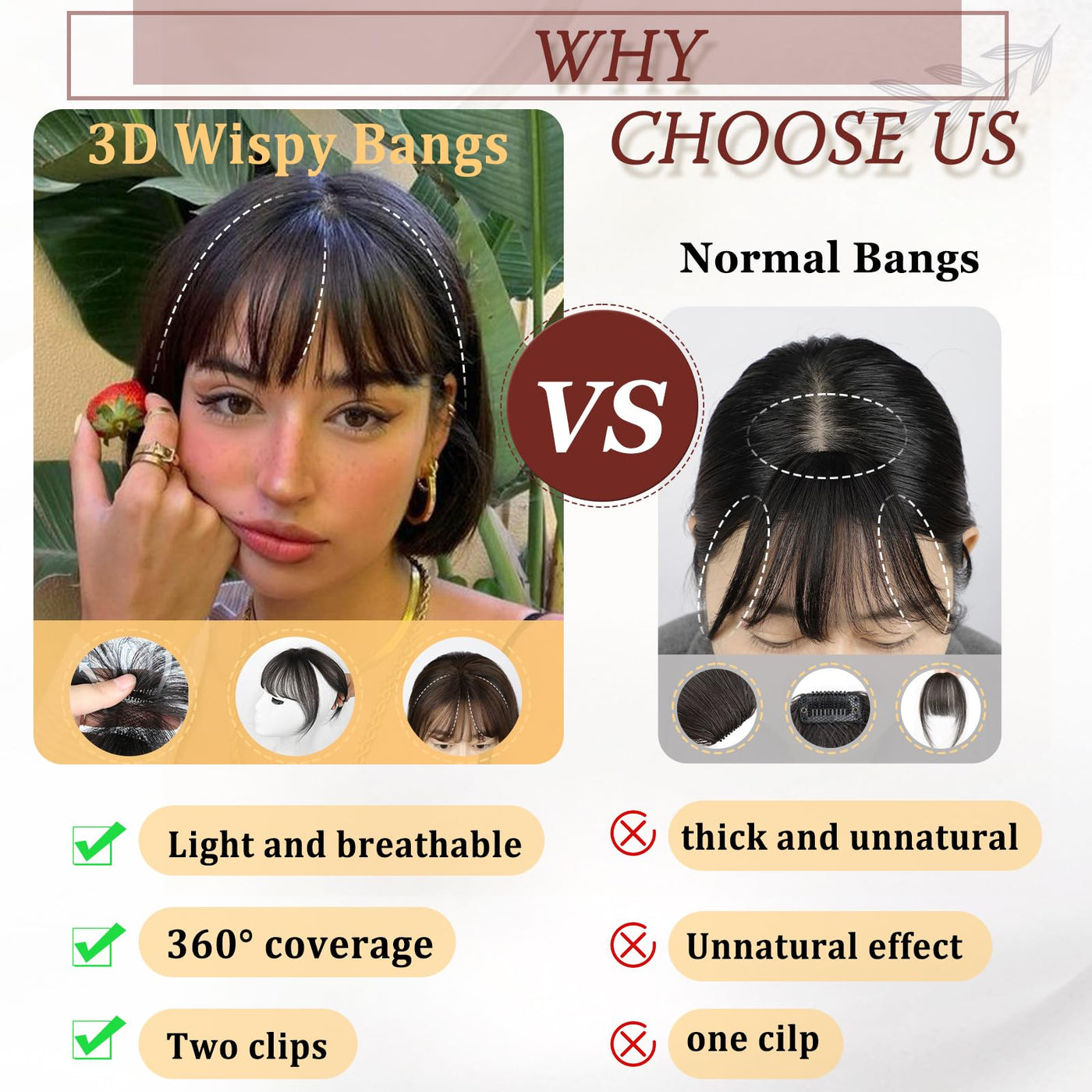 SoftCloudsWig Clip in Bangs 100% Real Human Hair Wipsy Fack Bangs Hair Clip With Topper Lace Bangs,360°Cover Natural Black Clip on Bangs for Women Hairpieces Curved Bangs for Daily Wear