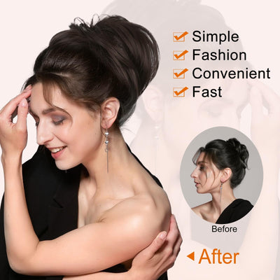 MysticPath Messy Bun Hairpiece for Women Tousled Updo Side Comb Clip in Hair Bun Short Straight Adjustable Styles Chignon Easy Wear Messy Hair Bun Clip