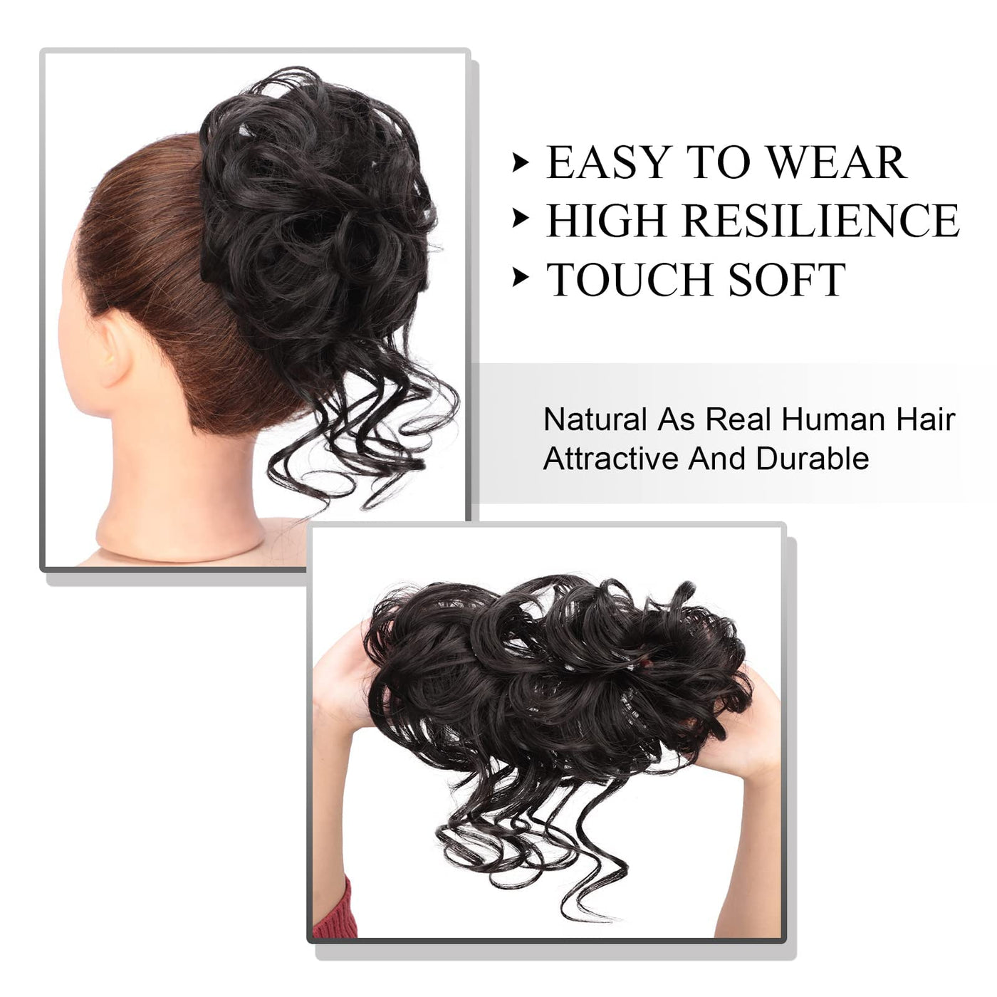 InspiritStyle Messy Bun Hair Piece Scrunchie Extension Tousled Updo Hair Bun Ponytail Hair Hairpieces Synthetic Chignon for Women