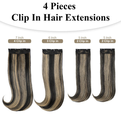 GlitzStrand Long Straight Hair Extensions Layered Hair Extensions Soft Synthetic Clip in Hair Extensions Hairpieces for Women