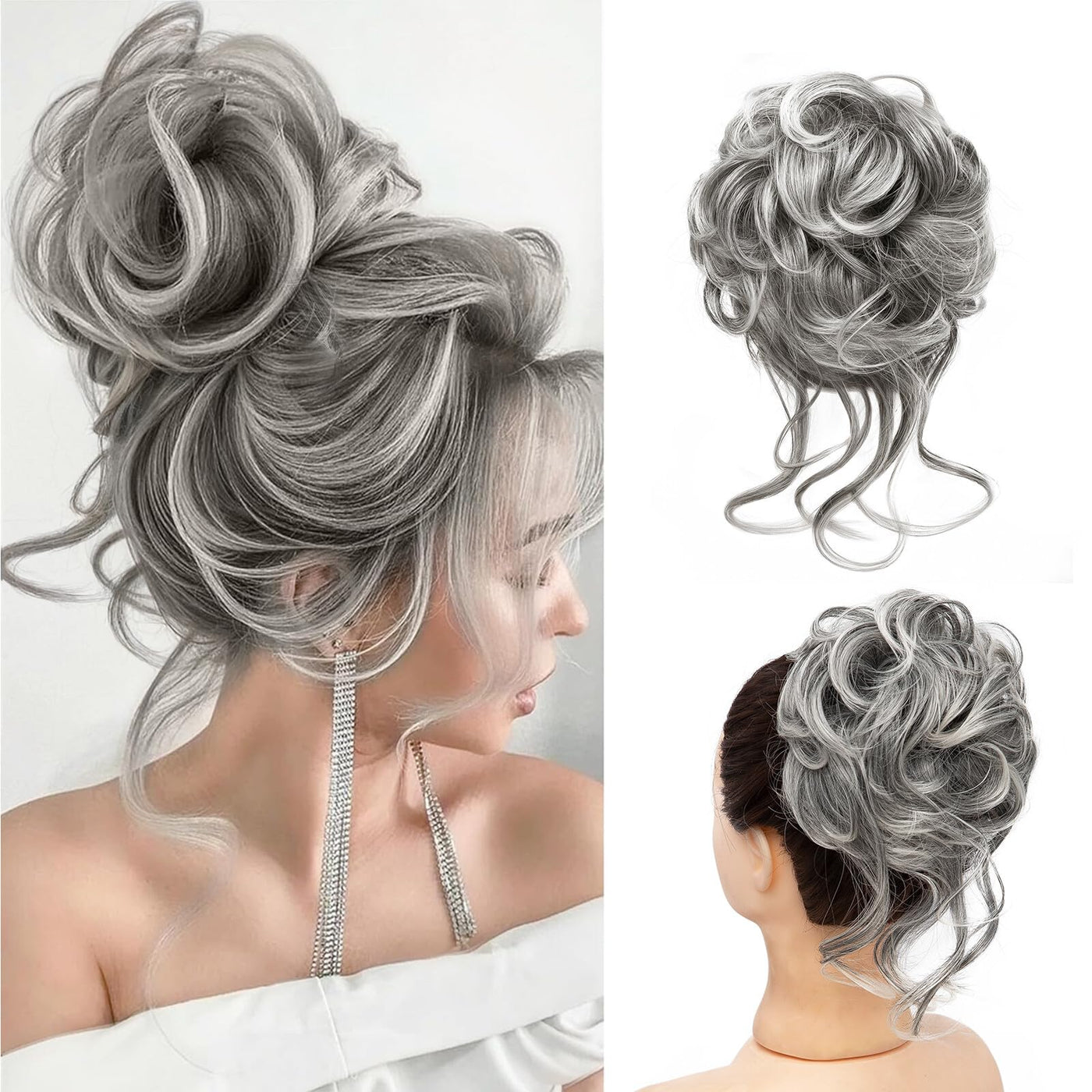 InspiritStyle Messy Bun Hair Piece Scrunchie Extension Tousled Updo Hair Bun Ponytail Hair Hairpieces Synthetic Chignon for Women