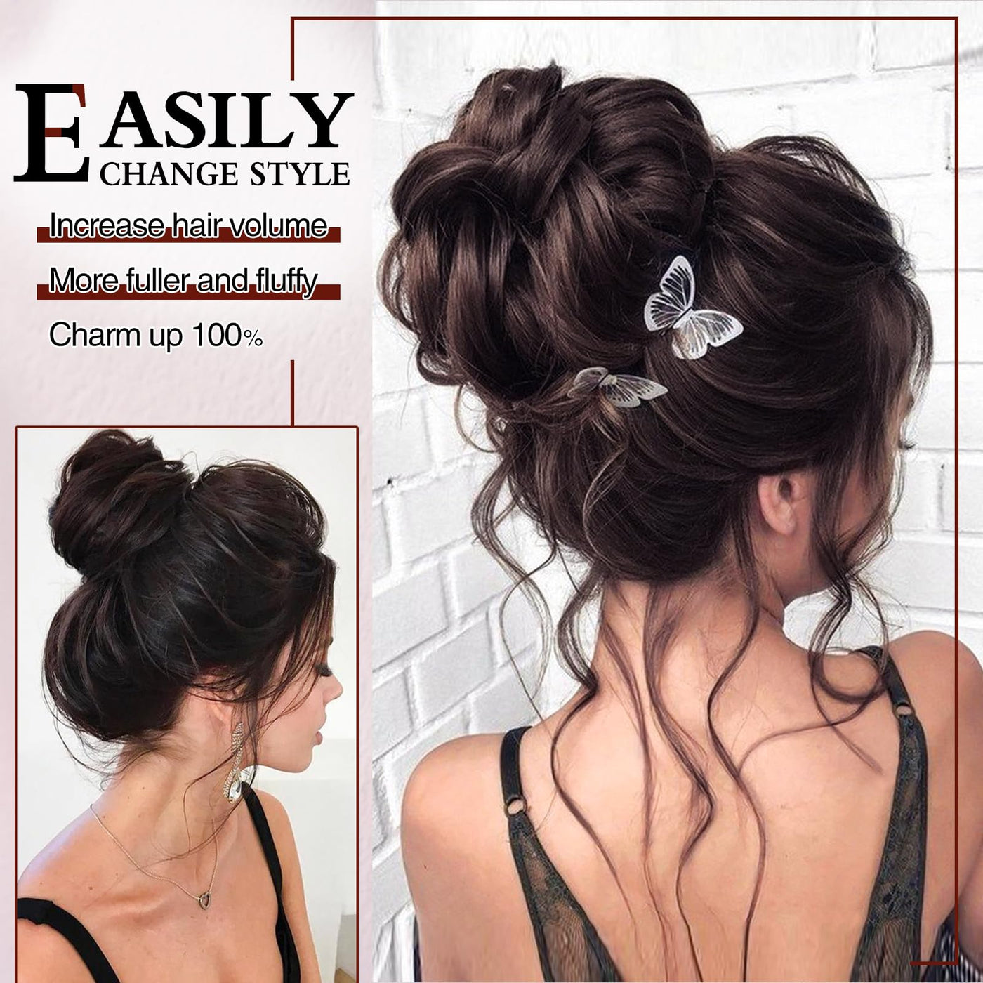 stephaastyle Messy Bun Hair Piece Tousled Updo Hairpiece for Women Wavy Curly Scrunchies Clip in Claw Hair Bun Synthetic Chignon Claw Clip With Hair Attached