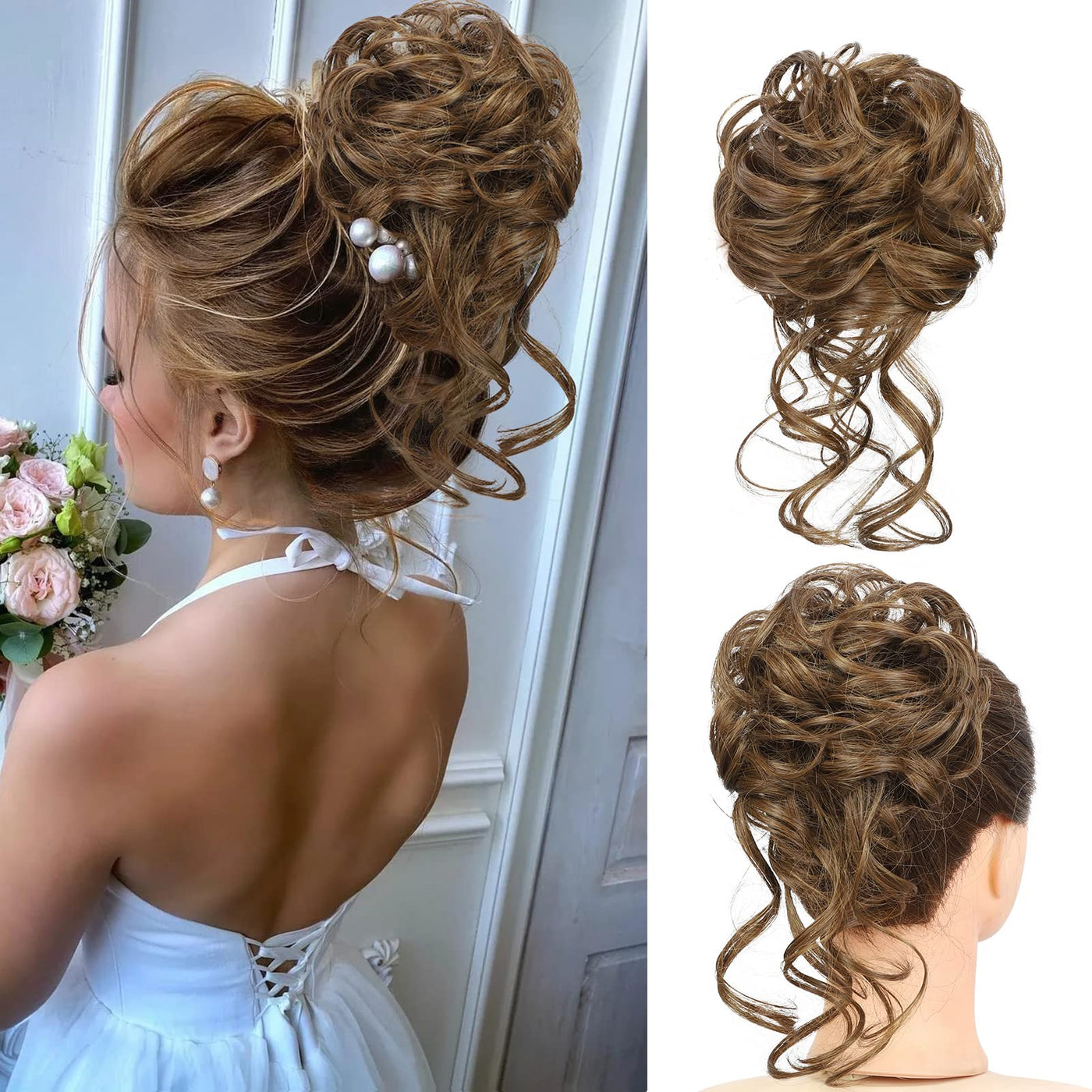 InspiritStyle Messy Bun Hair Piece Scrunchie Extension Tousled Updo Hair Bun Ponytail Hair Hairpieces Synthetic Chignon for Women