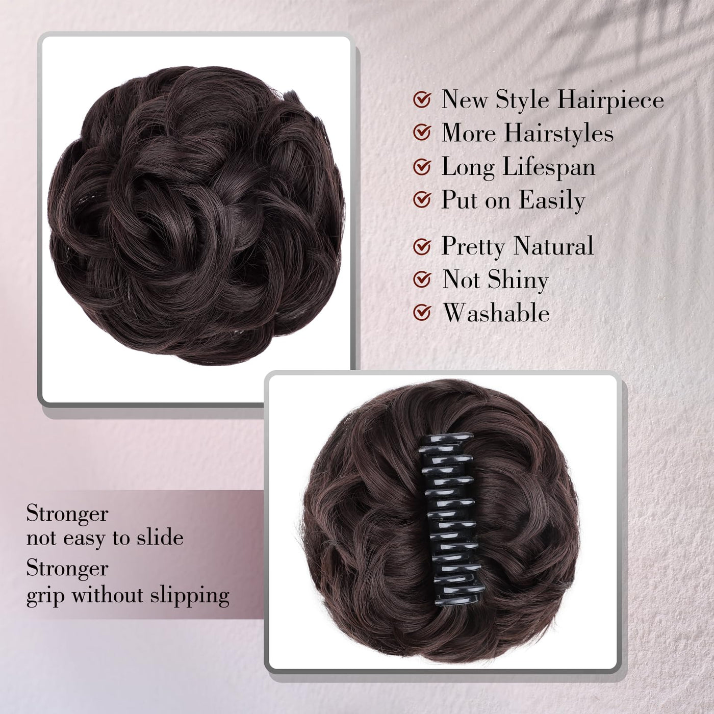 stephaastyle Messy Bun Hair Piece Tousled Updo Hairpiece for Women Wavy Curly Scrunchies Clip in Claw Hair Bun Synthetic Chignon Claw Clip With Hair Attached