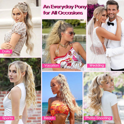 NAYASA Ponytail Extension, 20” Claw Clip Ponytail Extension Curly Clip in Ponytail Long Pony Tails Hair Extensions for Women Fluffy Natural Looking Synthetic Hairpiece