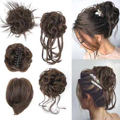 MagicStrand 5 Pieces Messy Bun Hair Pieces Long Tousled Updo Hair Bun Hair Extension Ponytail for Women Elastic Easy Scrunchies Hairpiece with Elastic Band