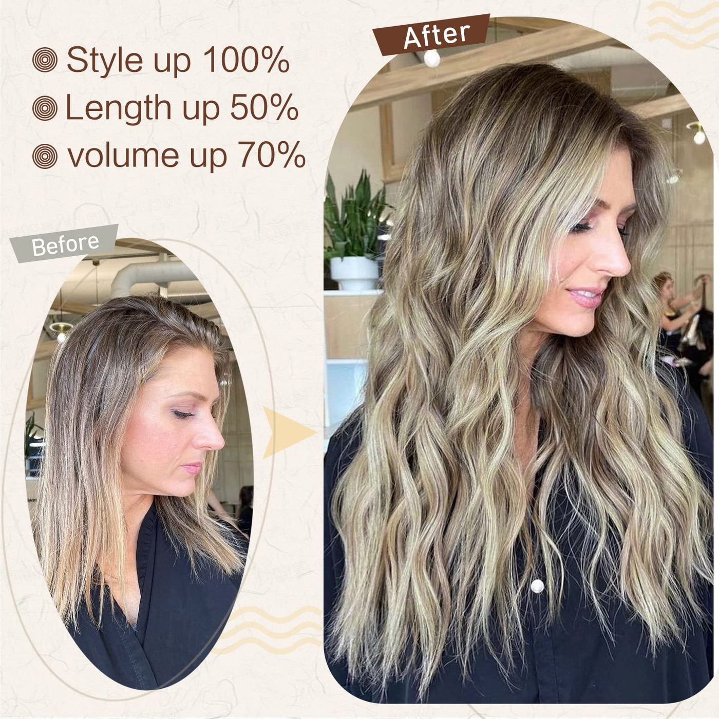 InspiritStyle Clip in Long Wavy Hair Extensions Synthetic 4 PCS Thick Hairpieces for Women 20 Inch Long Fiber Hair Extension for Daily Party Use