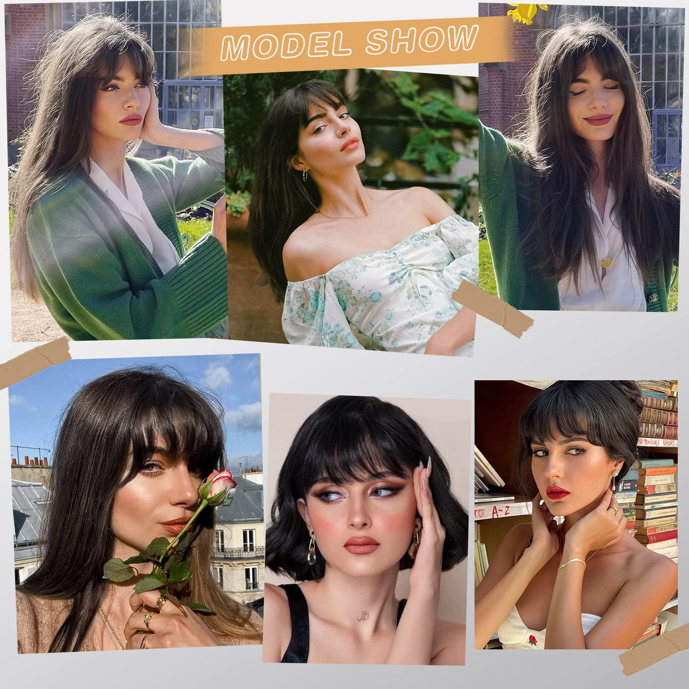 DivineLocks Clip in Bangs, 100% Human Hair Bangs Hair Clip on Bangs Wispy Bangs Hairpieces Air Bangs Hair Clip Flat Bangs Curved Bangs for Daily Wear