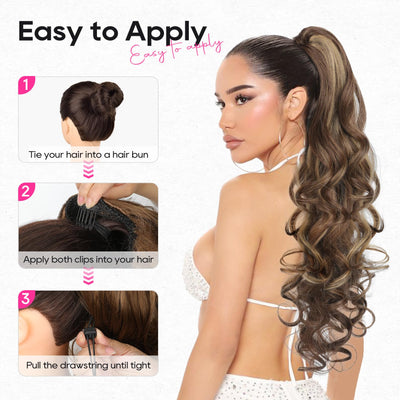 NAYASA Ponytail Extension, 20” Claw Clip Ponytail Extension Curly Clip in Ponytail Long Pony Tails Hair Extensions for Women Fluffy Natural Looking Synthetic Hairpiece