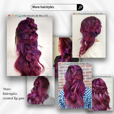 InspiritStyle Colorful Wig Cosplay Costume Wig Long Natural Loose Wavy Red Mixed Purple Wigs for Women and Girls