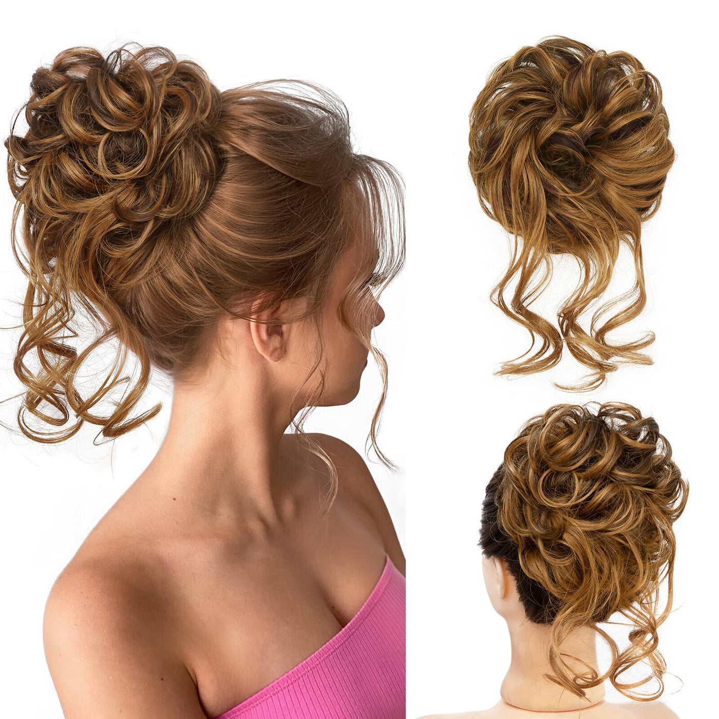InspiritStyle Messy Bun Hair Piece Scrunchie Extension Tousled Updo Hair Bun Ponytail Hair Hairpieces Synthetic Chignon for Women