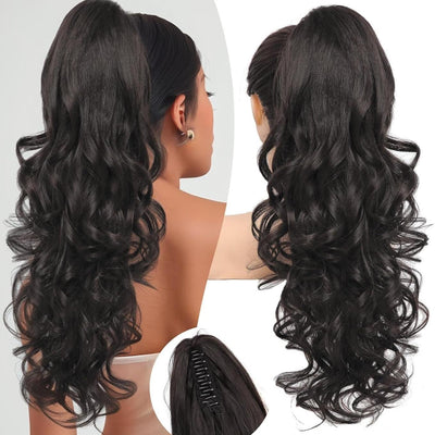 NAYASA Ponytail Extension, 20” Claw Clip Ponytail Extension Curly Clip in Ponytail Long Pony Tails Hair Extensions for Women Fluffy Natural Looking Synthetic Hairpiece